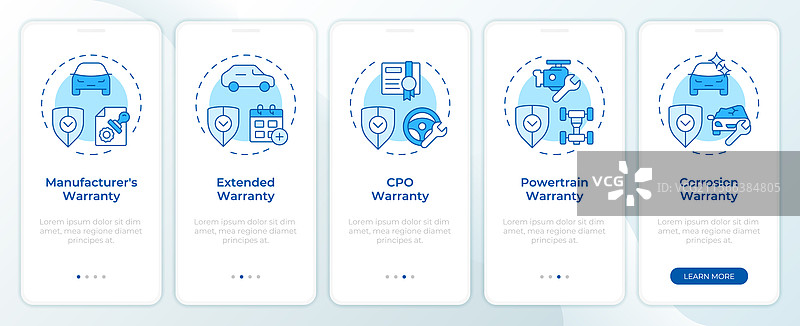 汽车保修蓝色入门移动应用程序界面图片素材