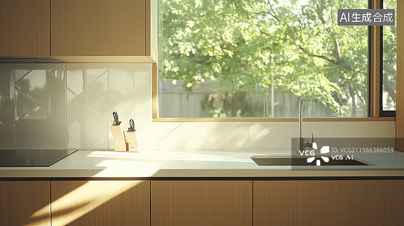 【AI数字艺术】简约现代风厨房设计图片素材