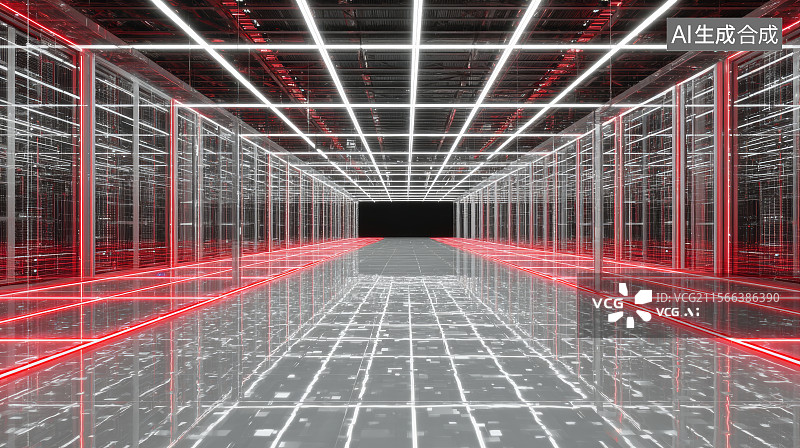 【AI数字艺术】发光线条，网络空间，科技未来图片素材