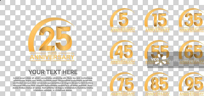 高端金色周年纪念标志集合图片素材