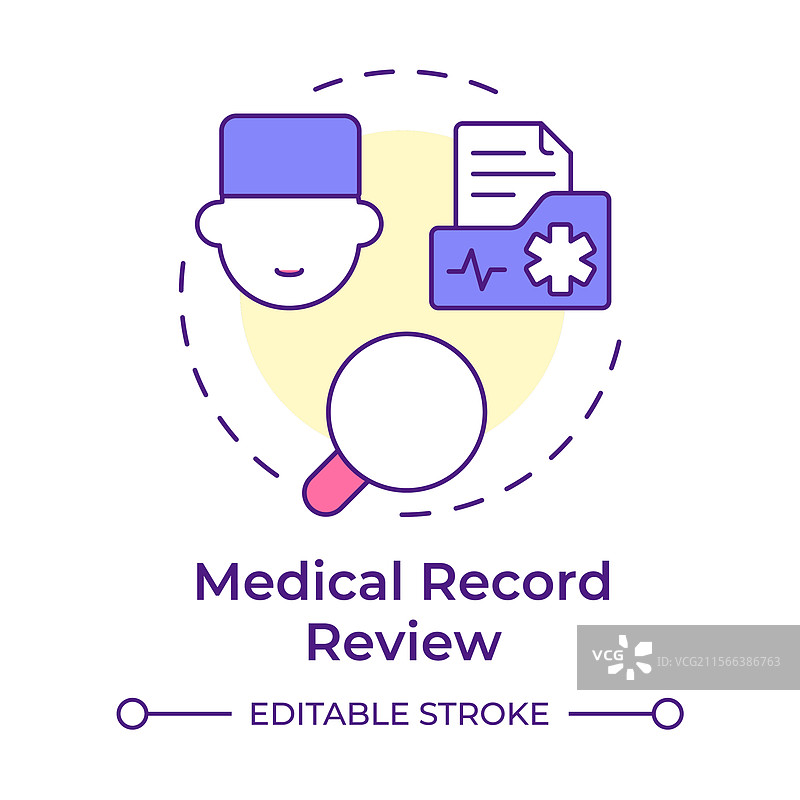 医疗记录审查多色概念图标图片素材