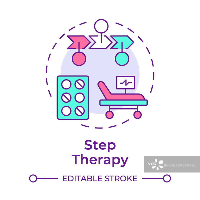 分步治疗多色概念图标图片素材