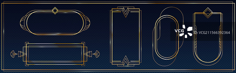 了不起的盖茨比装饰框，带有金色轮廓图片素材