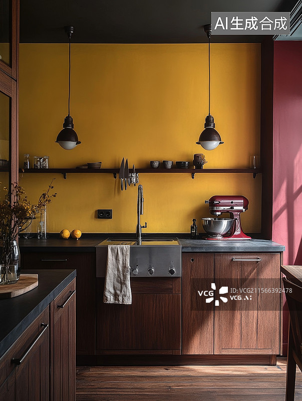 【AI数字艺术】现代厨房设计展示图片素材