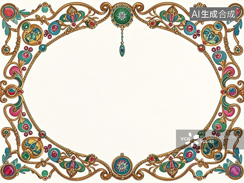【AI数字艺术】华丽复古珠宝框图片素材
