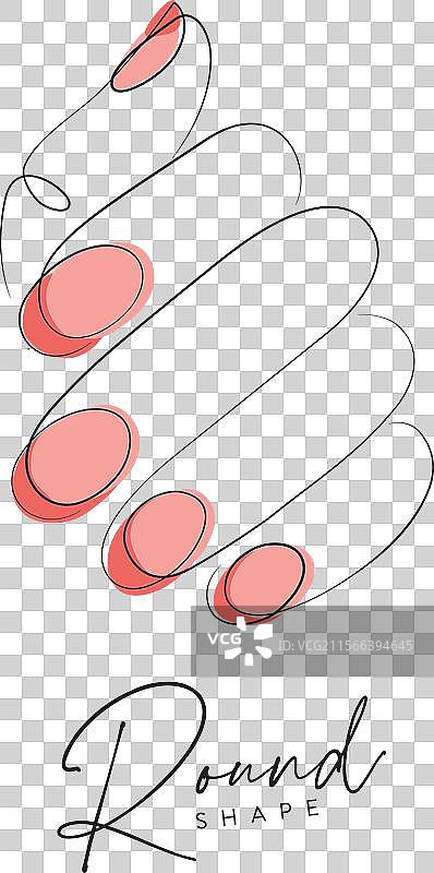 女人的手指上涂有桃色的圆形粉色指甲油图片素材