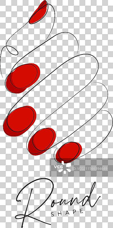 女性手部涂有红色圆形指甲油的白色背景图片素材