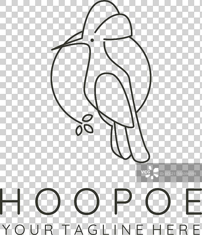 欧亚戴胜鸟线条艺术标志图片素材