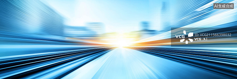 【AI数字艺术】高速公路上的动态模糊效果图片素材