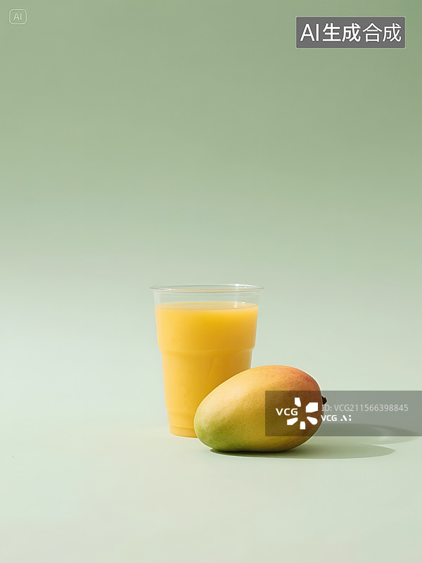 【AI数字艺术】一个芒果和一杯芒果汁图片素材