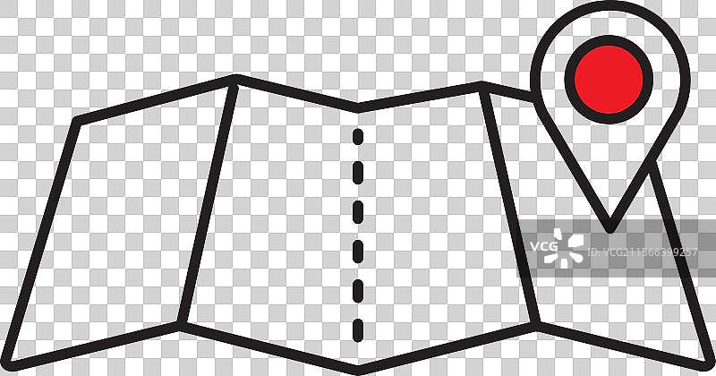 在扁平风格的描绘中，一个位置标记图片素材