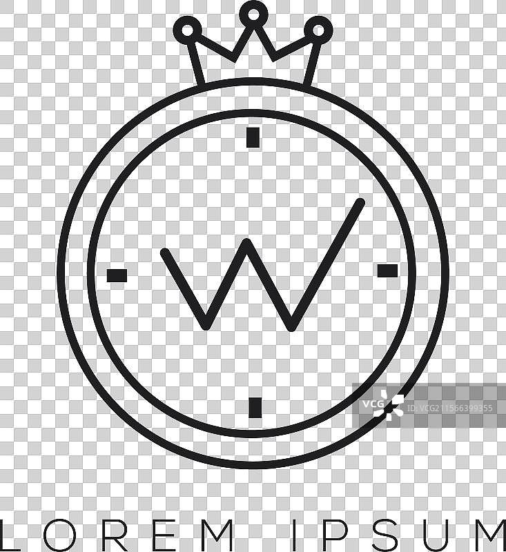 带有字母W的免费手表logo设计模板图片素材