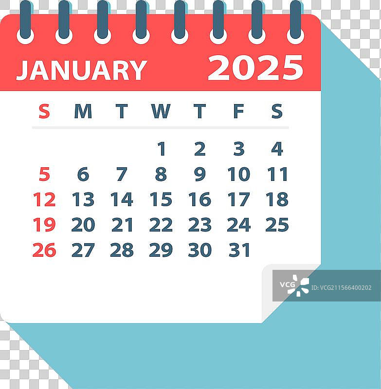 2025年1月日历页图片素材