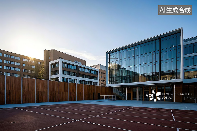 【AI数字艺术】现代学校建筑全景图图片素材