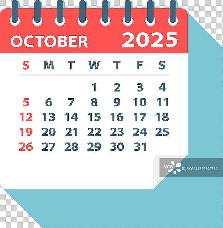 2025年10月日历页图片素材
