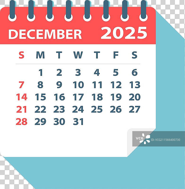 2025年12月日历页图片素材