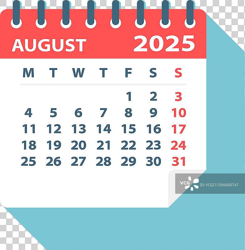 2025年8月日历页图片素材