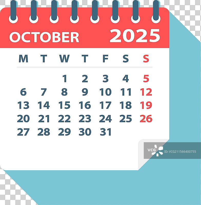 2025年10月日历页图片素材