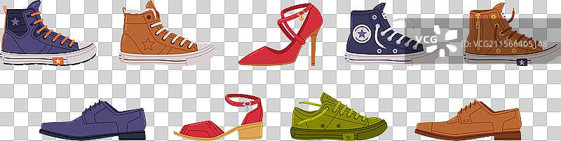 不同类型的休闲鞋图片素材