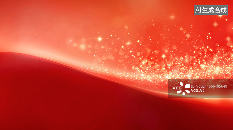 【AI数字艺术】红色金色光粒子流动细沙感节日氛围背景海报背景图片素材