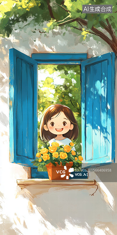 【AI数字艺术】窗边的温馨时光图片素材