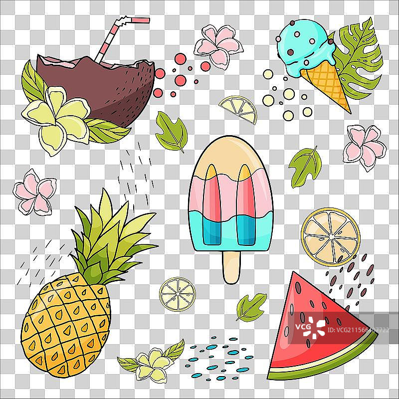 一组明亮的水果甜点元素图片素材