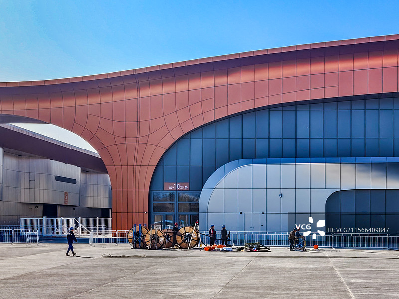 劳动者的坚守——北京新国展竣工前图片素材