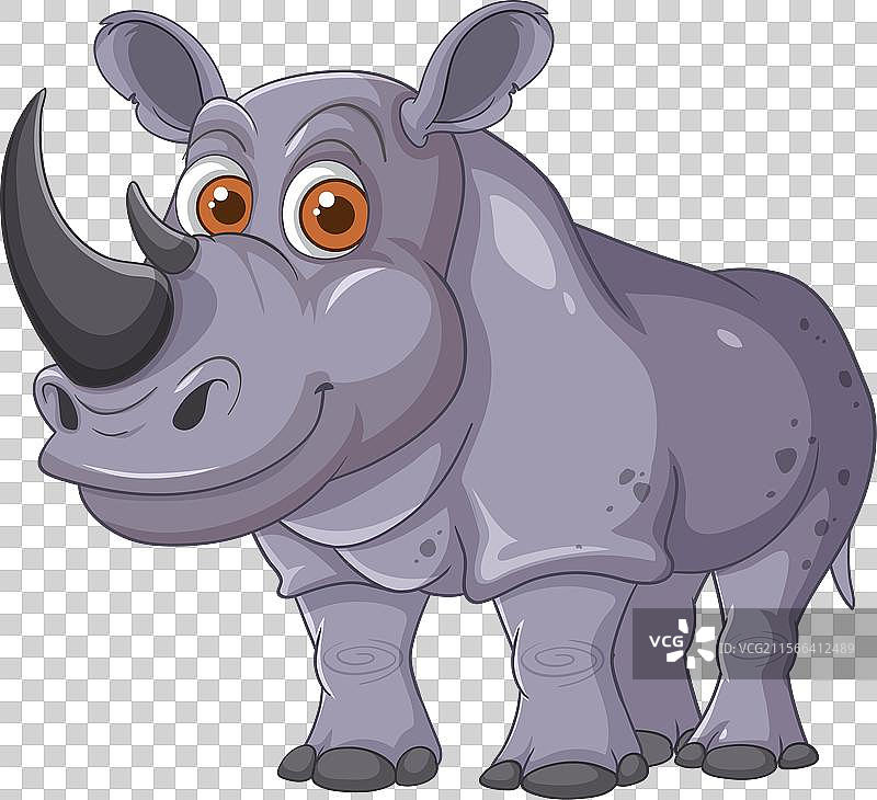 微笑的犀牛，拥有大眼睛和角图片素材