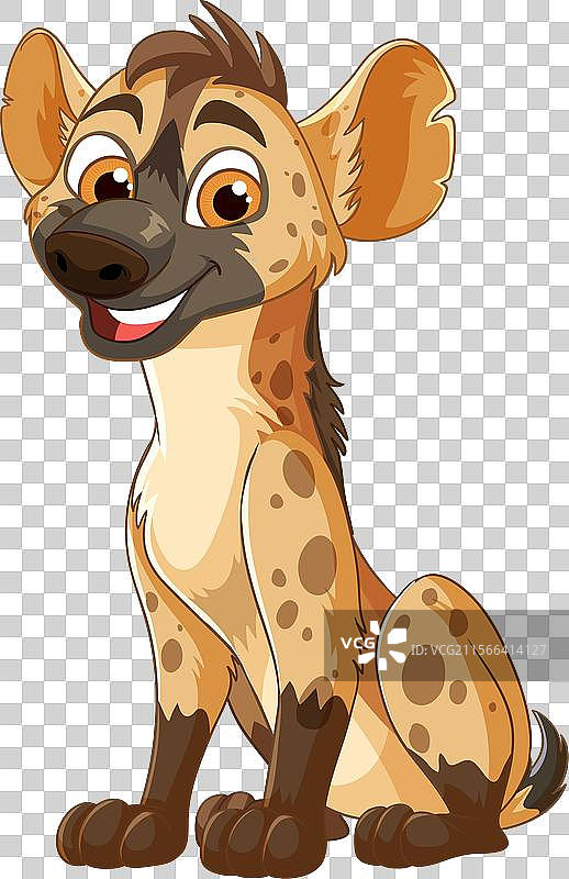 微笑的斑点毛皮土狼快乐地坐着图片素材