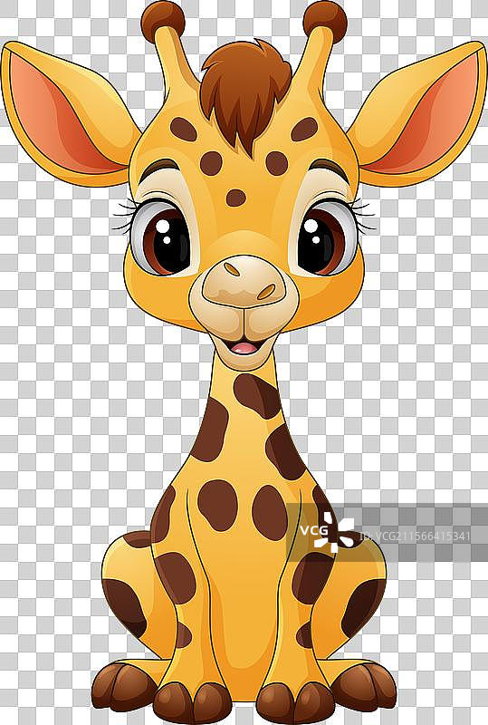 可爱的卡通小长颈鹿坐着图片素材