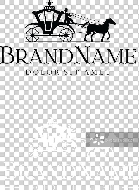 马车标志轮廓复古设计矢量图图片素材