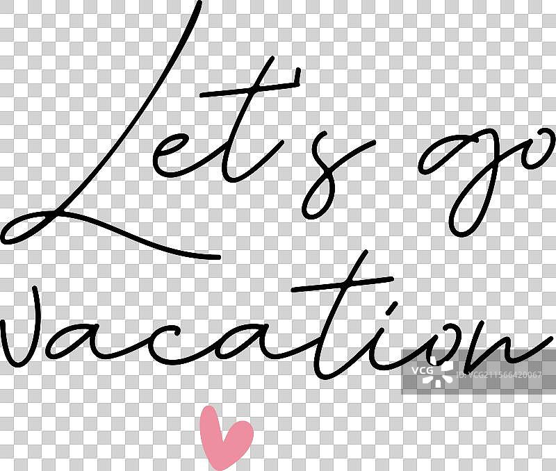 假期旅行名言手写字母与心形图案图片素材