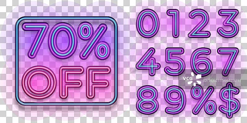 促销折扣数字霓虹灯标志图片素材
