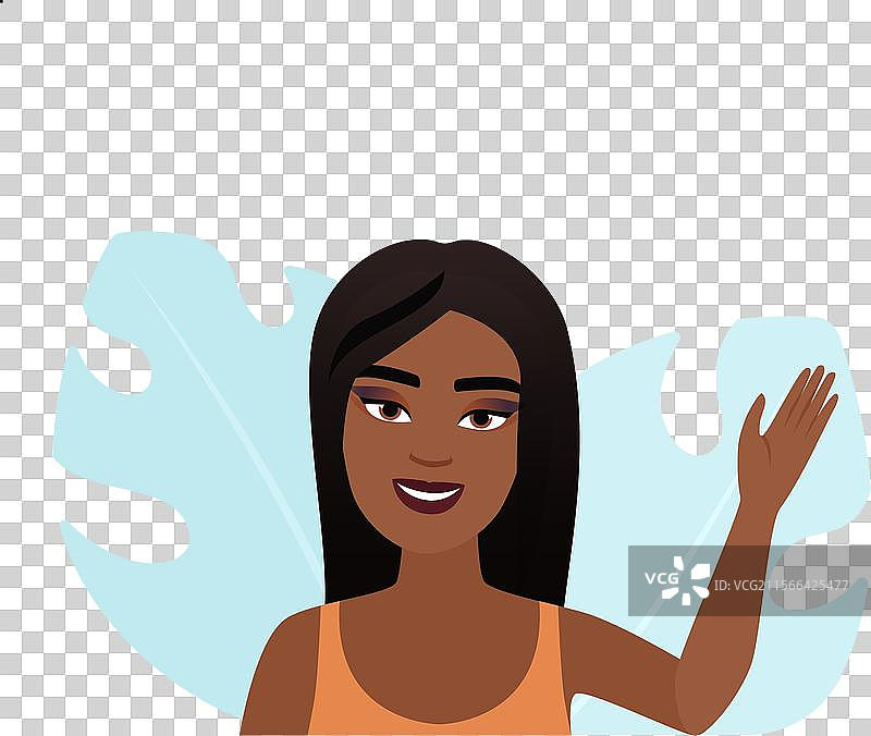 微笑着的美丽女性挥手的肖像图片素材