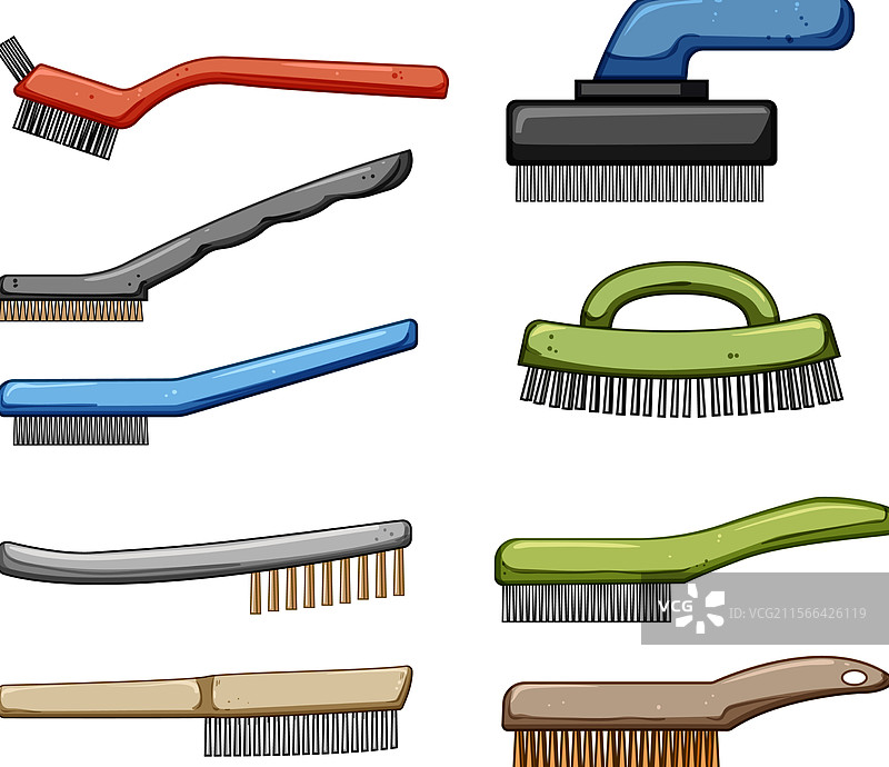 卡通风格的钢丝刷套装图片素材
