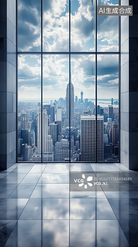 【AI数字艺术】现代城市天际线全景图片素材