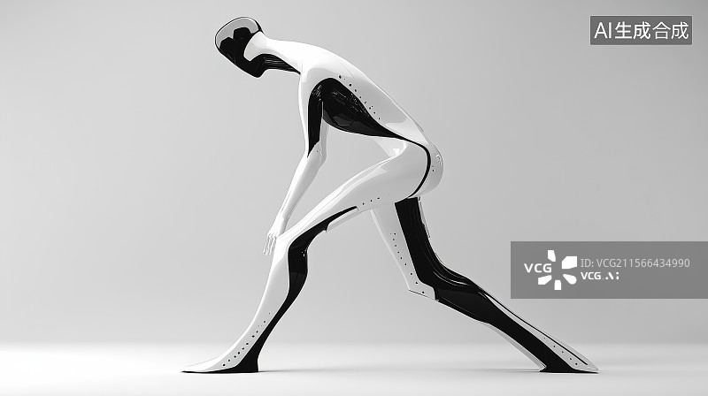 【AI数字艺术】极简设计风格的人形机器人动作造型图片素材