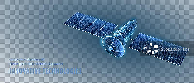 卫星孤立在蓝色太空探索GPS上图片素材