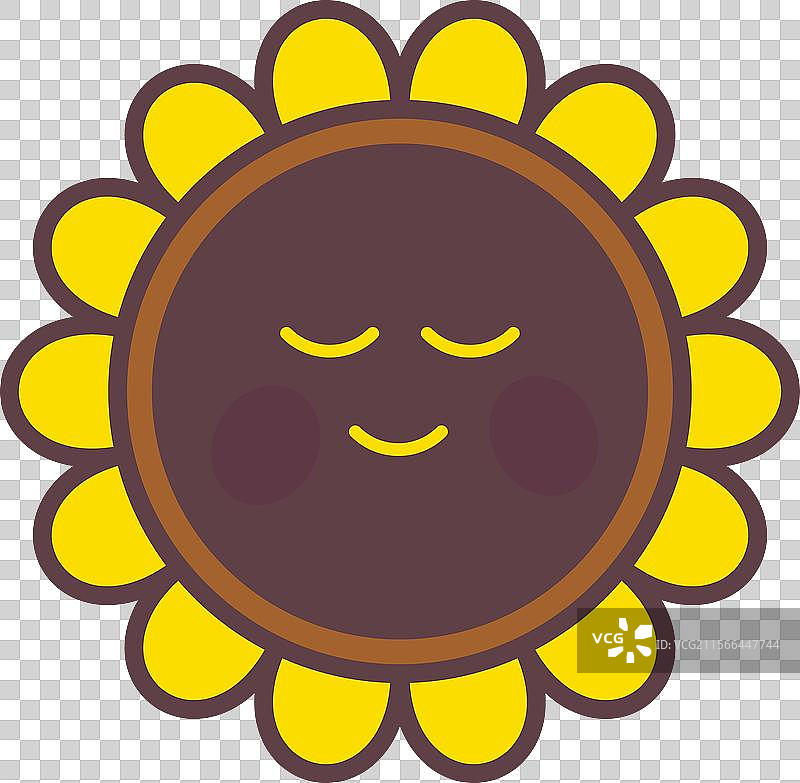 可爱微笑的快乐面孔花卉扁平图标图片素材