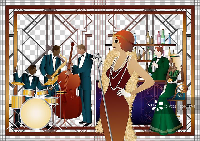 餐厅里的爵士乐手和歌手图片素材