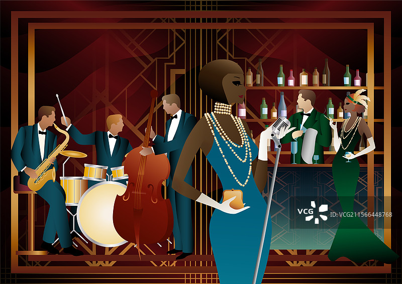 餐厅里的爵士乐手和歌手图片素材