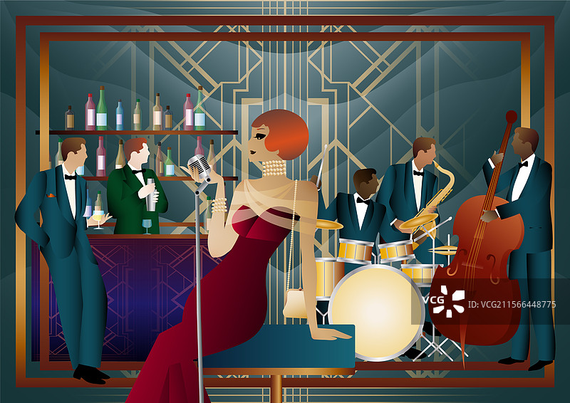 餐厅里的爵士乐手和歌手图片素材
