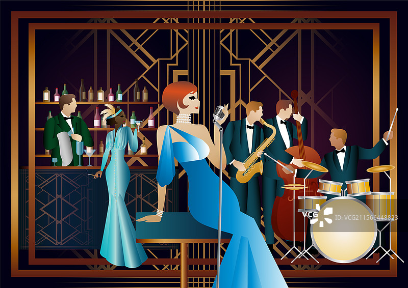 餐厅里的爵士乐手和歌手图片素材