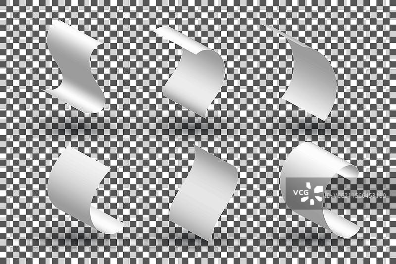 现实的空白页面卷曲集合图片素材