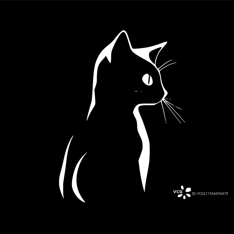 猫 - 极简和扁平化的标志图片素材