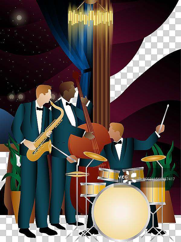 阳台附近的爵士乐手图片素材