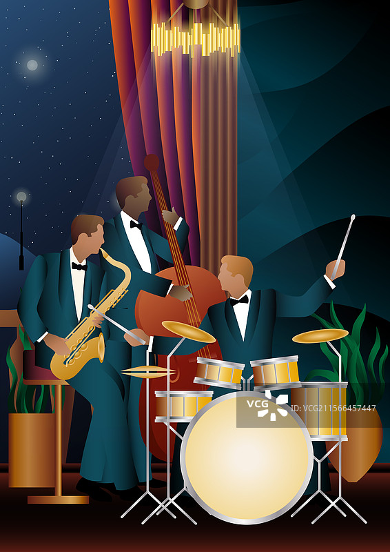 阳台附近的爵士乐手图片素材