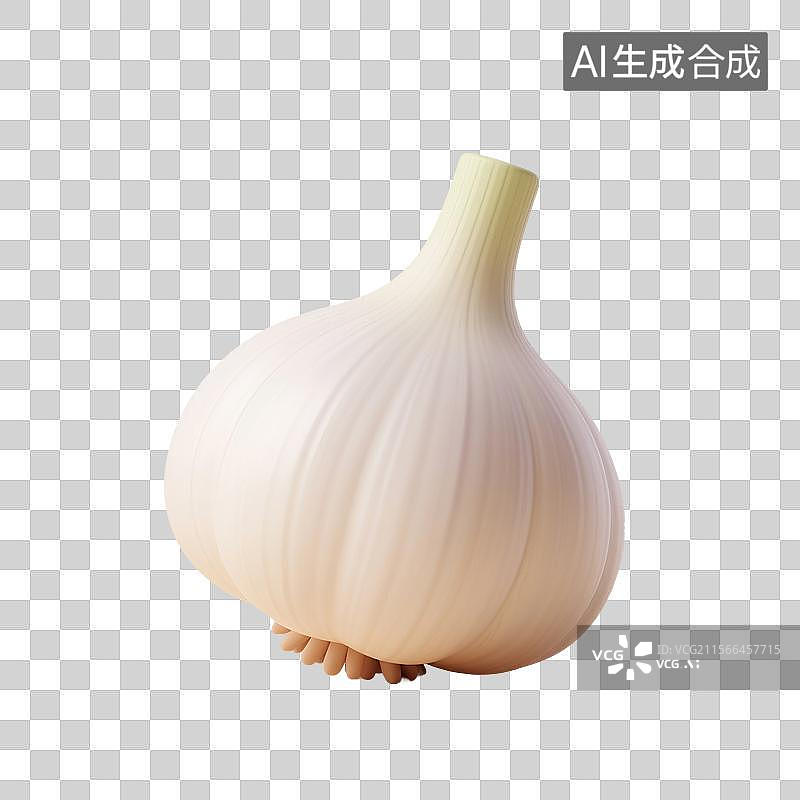 【AI数字艺术】3D渲染，蒜，大蒜，蒜头，卡通蔬菜免抠元素图片素材