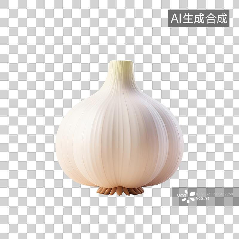 【AI数字艺术】3D渲染，蒜，大蒜，蒜头，卡通蔬菜免抠元素图片素材