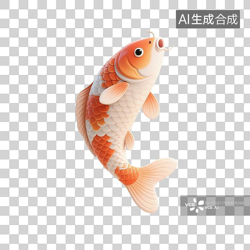 【AI数字艺术】3D渲染，中国风幸运锦鲤，春节，新年，传统节日，免抠元素图片素材